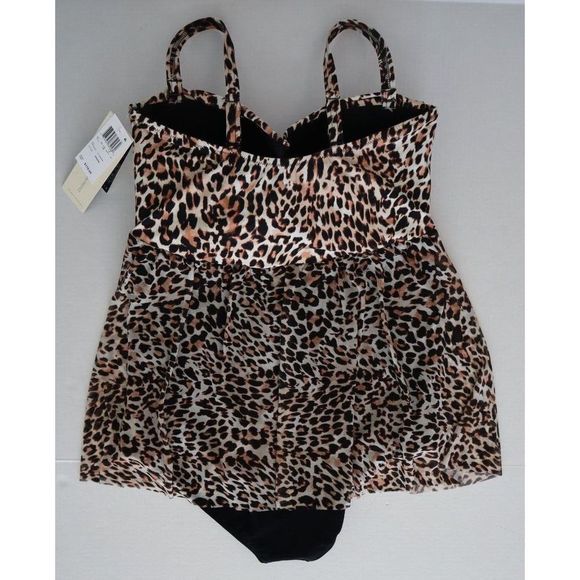 Profile x Gottex Plus Sz 18W Leopard Printed Flyaway One Piece Swimsuit $178 - Picture 4 of 9